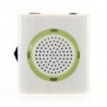 TF Mini reproductor de mp3 con clip y Altavoz con forma redonda (blanco con verde)